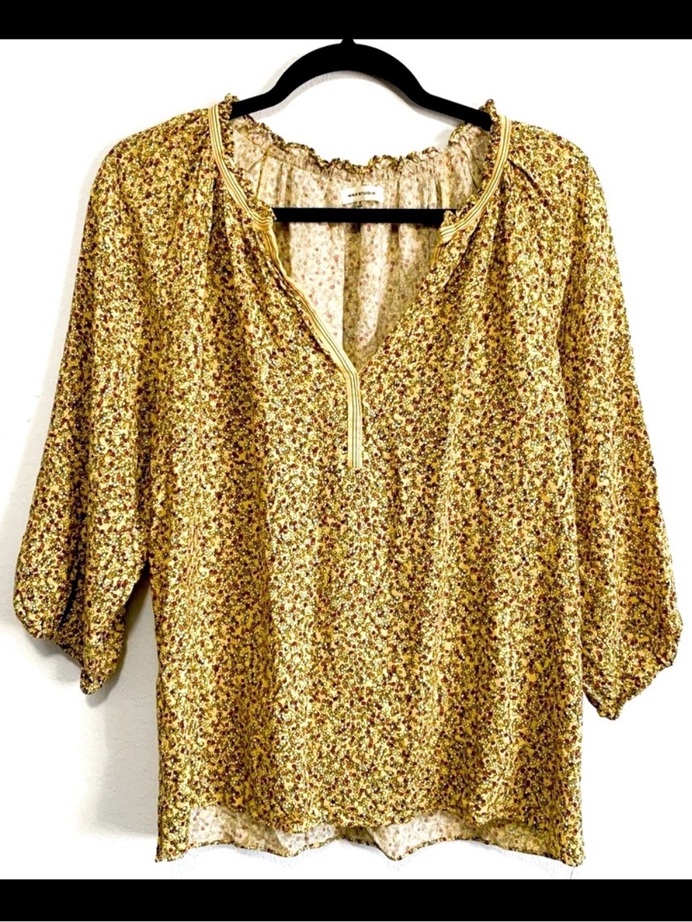 Max Studio Peasant Style Floral Print Top